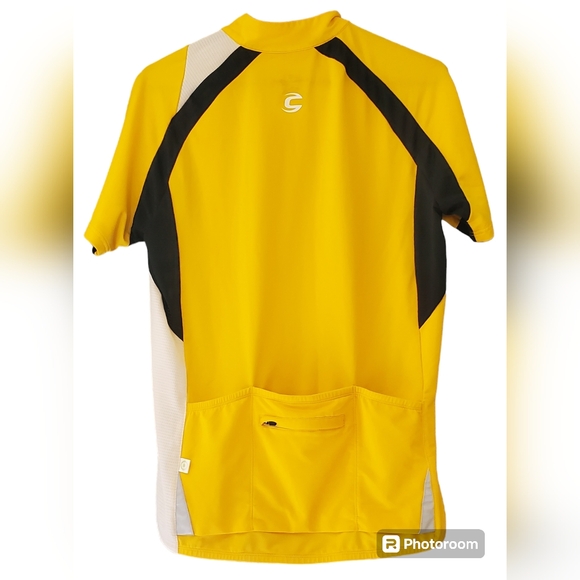 Cannondale Short Sleeve Cycling Jersey Full Zip Medium Yellow Black Wht Pockets - Picture 2 of 7